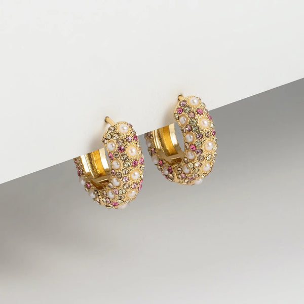Gold Color Copper Metal Small Hoop Earrings