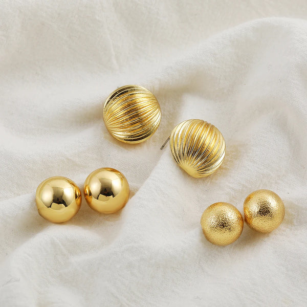 Vintage Gold Plated Semi-Circle Ball Earrings