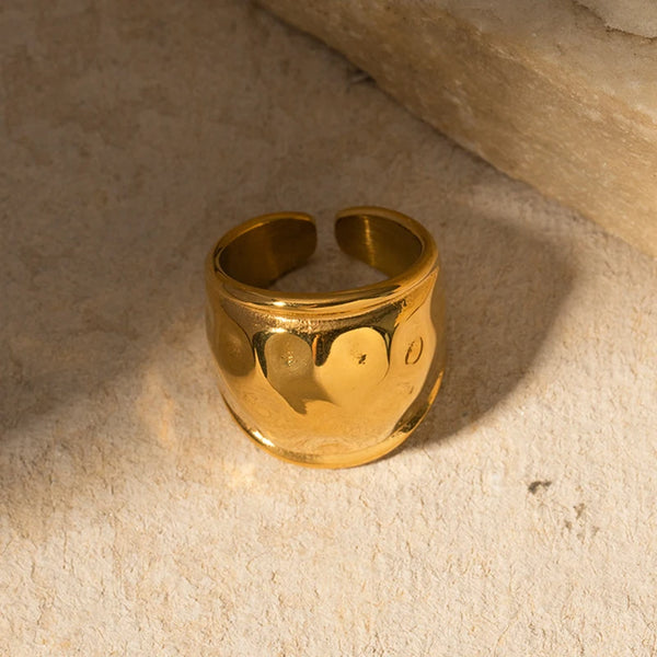 Punk Wide Hammered Open Rings