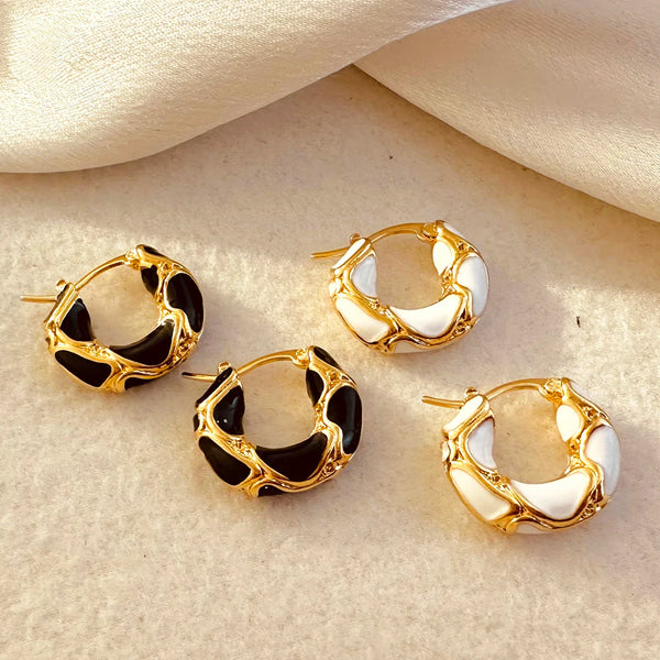 Trendy Enamel Small Hoop Earrings