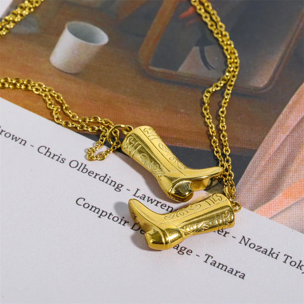 Vintage Cowboy Boots Pendant Necklace