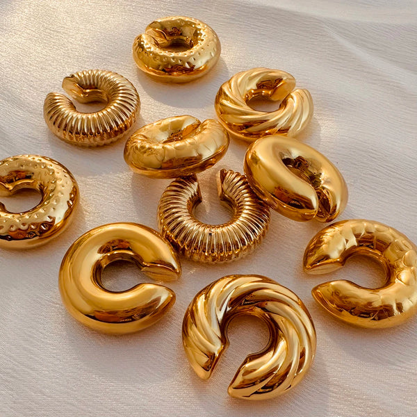 Extra Large Hammered Twist Clip-On Earrings