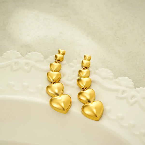 Love Heart Linear Dangle Earrings
