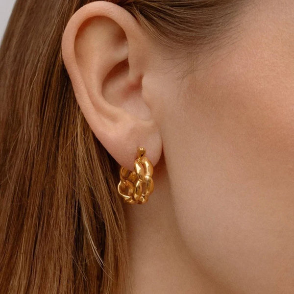 Vintage Twist Chain Link Hoop Earrings