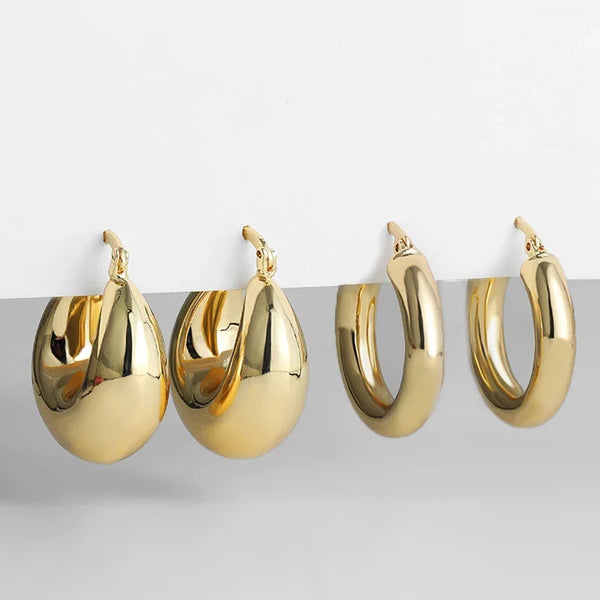 Smooth Round Chunky Hoop Earrings