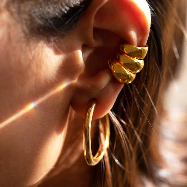 Vintage Three-layers Geometric Round Clip Earrings