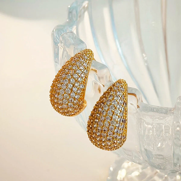Micro Pave Cubic Zircon Teardrop Drop Earrings